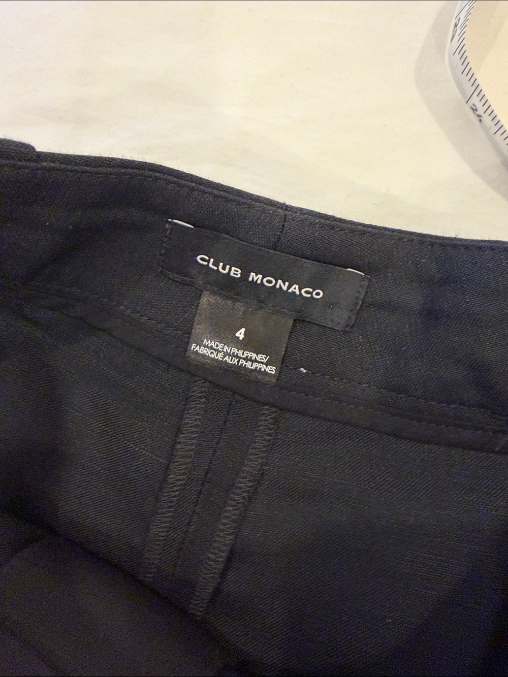 Club Monaco Black Wide-Leg High-Rise Trousers Linen Blend - Picture 6 of 8